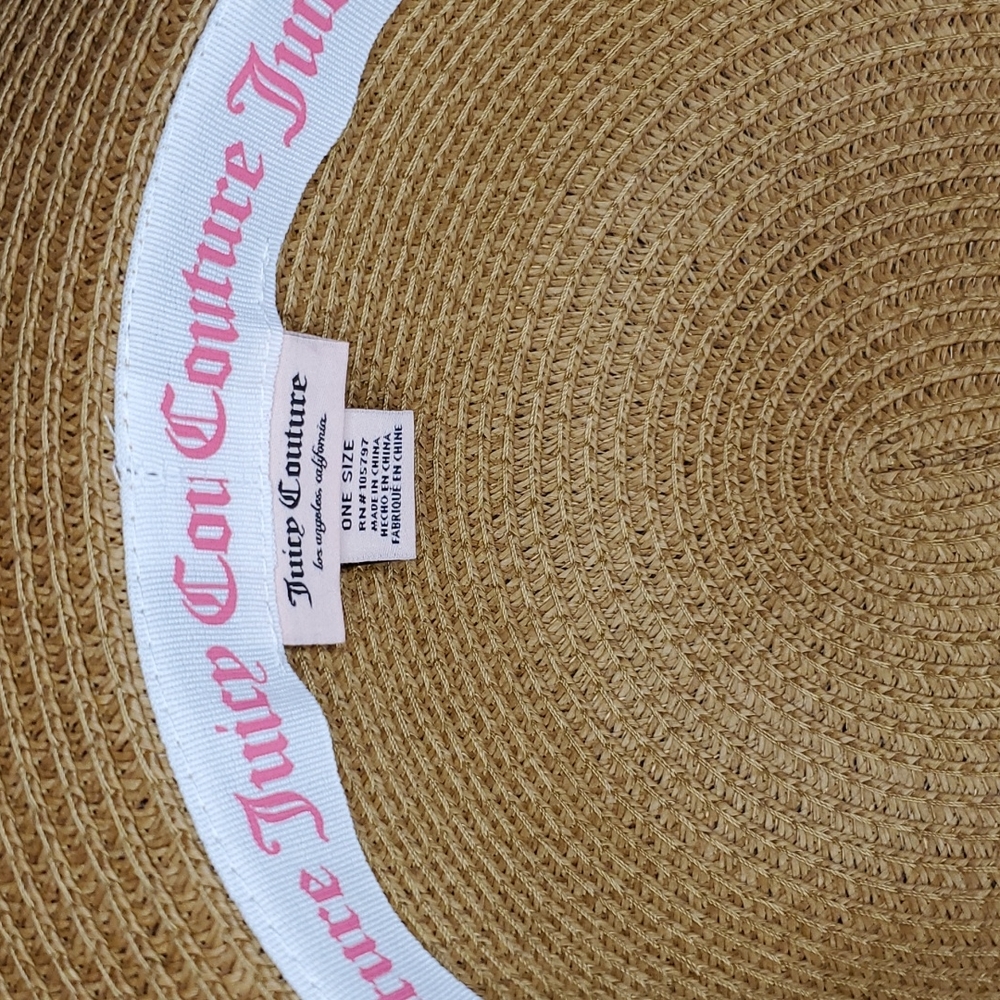 🎉HP🎉Juicy Couture 💖NWT💖 Straw Hat with Pink Ribbon Trim & Pink Gemstones! - Picture 7 of 12
